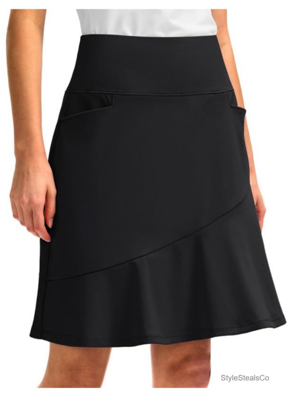 Women's 20" Knee Length Skort with 5 Pockets, High Waist, Built-in Shorts,